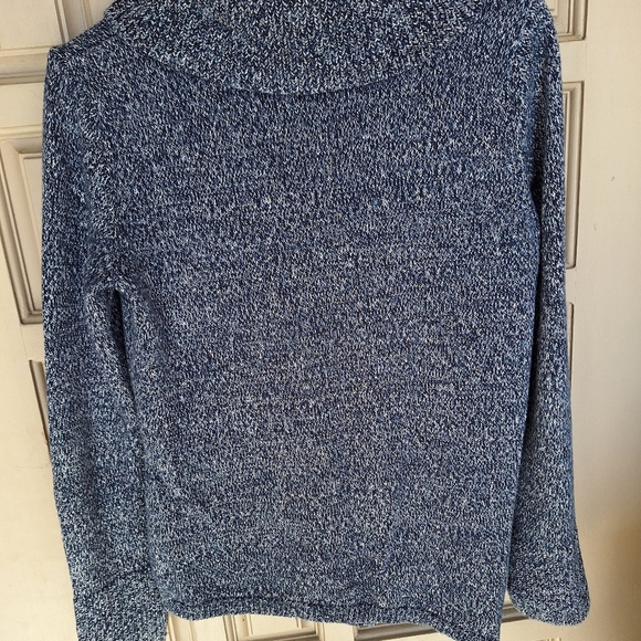 White House Black Market SzS Blue Knit Cowl Neck Sweater Long Sleeves Slit Hem - Picture 7 of 11